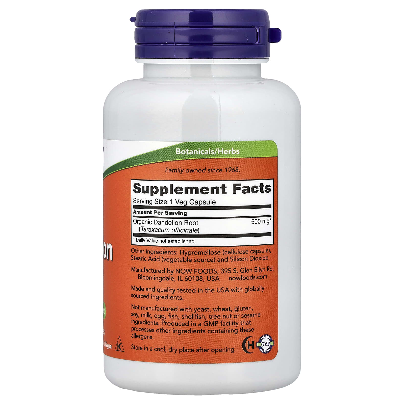 Корень одуванчика NOW Foods, 500 мг, 100 растительных капсул — фото 2
