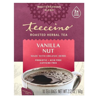 Чай Teeccino Roasted Herbal Vanilla Nut Caffeine Free, оттенок 10 Tea Bags, 60 г, чайные пакетики