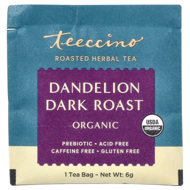 Чай Teeccino Organic Roasted Herbal Dandelion Dark Roast Caffeine Free, оттенок 10 Tea Bags, 60 г, чайные пакетики
