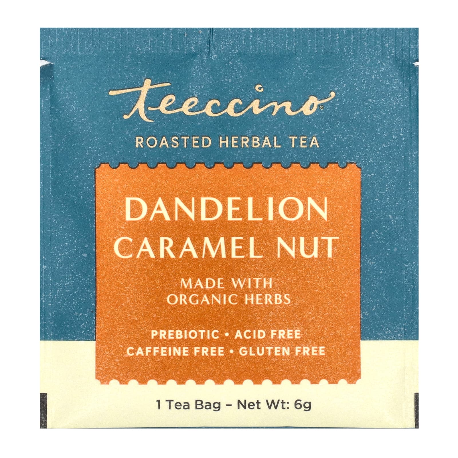 Чай Teeccino Roasted Herbal Dandelion Caramel Nut Caffeine Free, оттенок 10 Tea Bags, 60 г, чайные пакетики