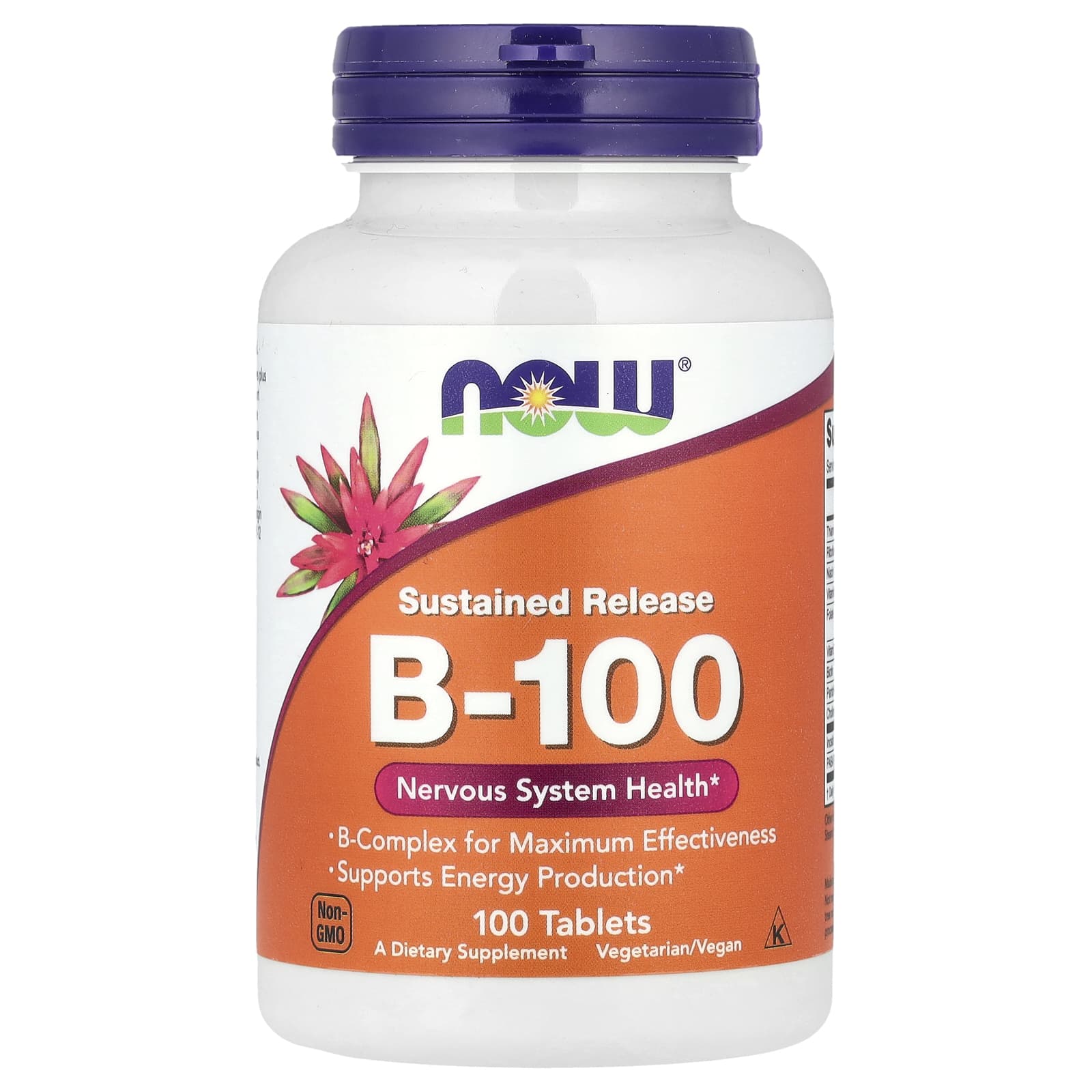 Комплекс витаминов B-100 NOW Foods B-100, пролонгированное высвобождение, 100 таблеток