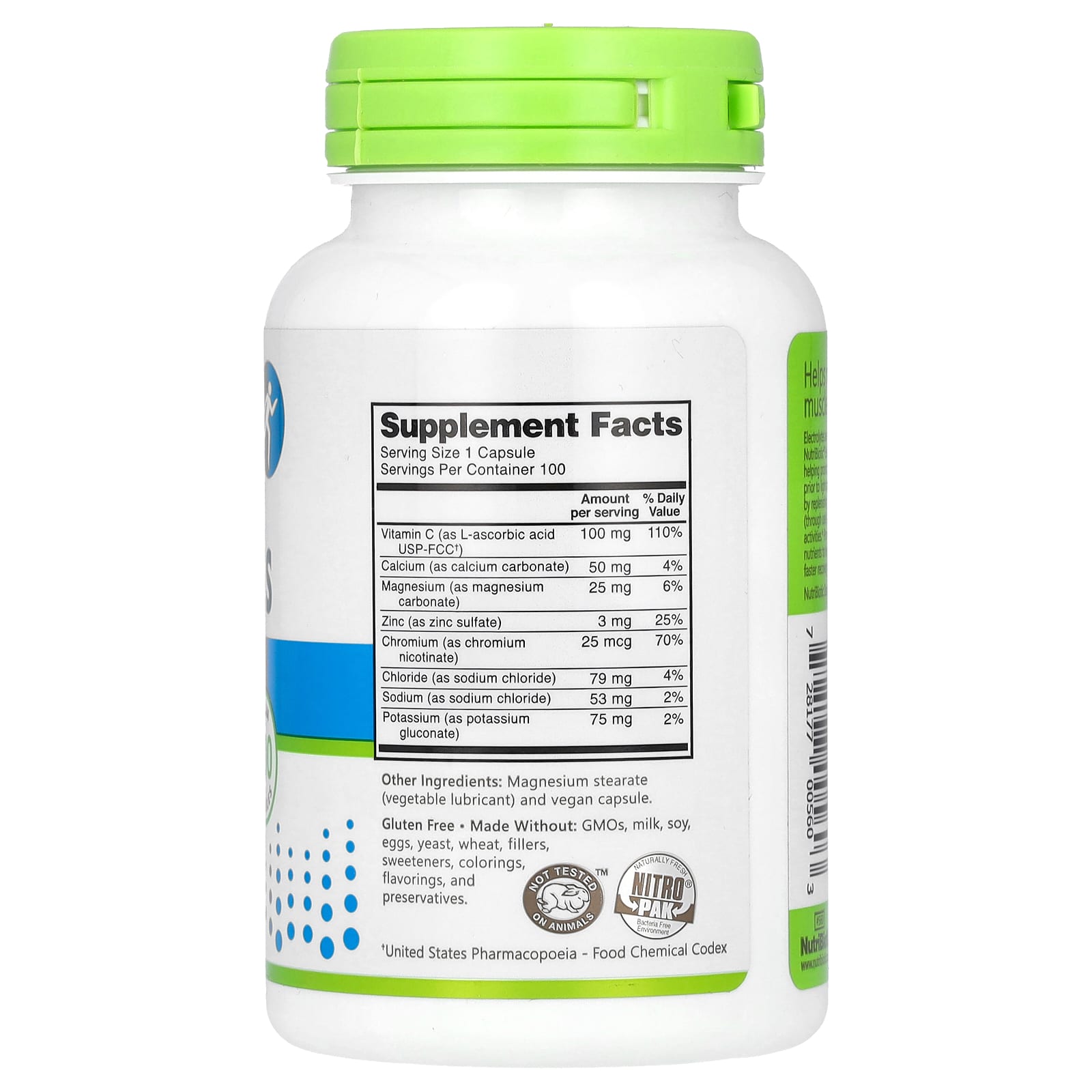 Электролиты NutriBiotic Performance Essential, 100 растительных капсул — фото 2