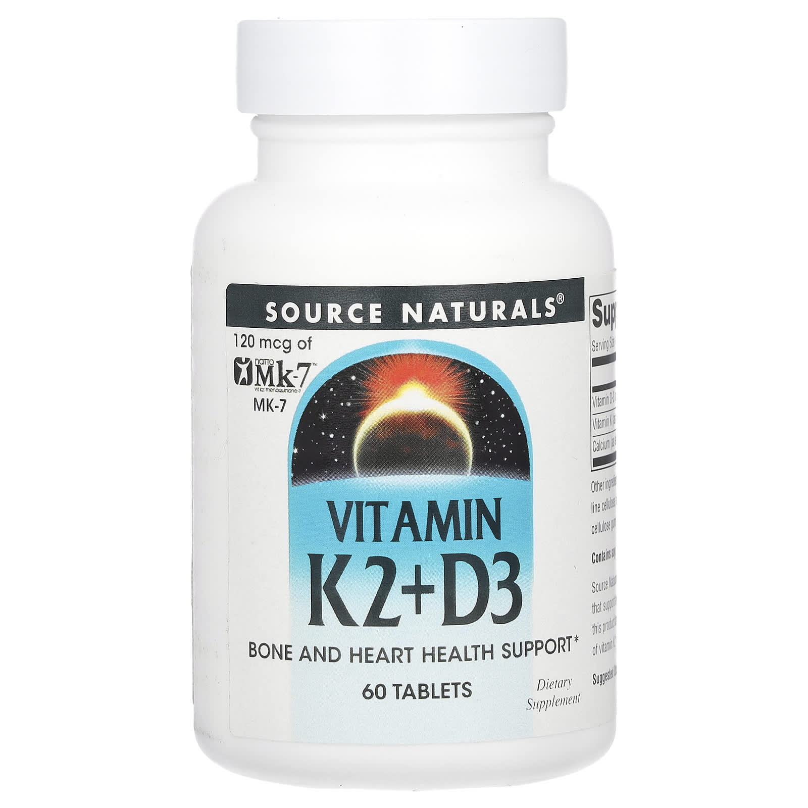 Витамин D3 Source Naturals Vitamin K2, 60 таблеток