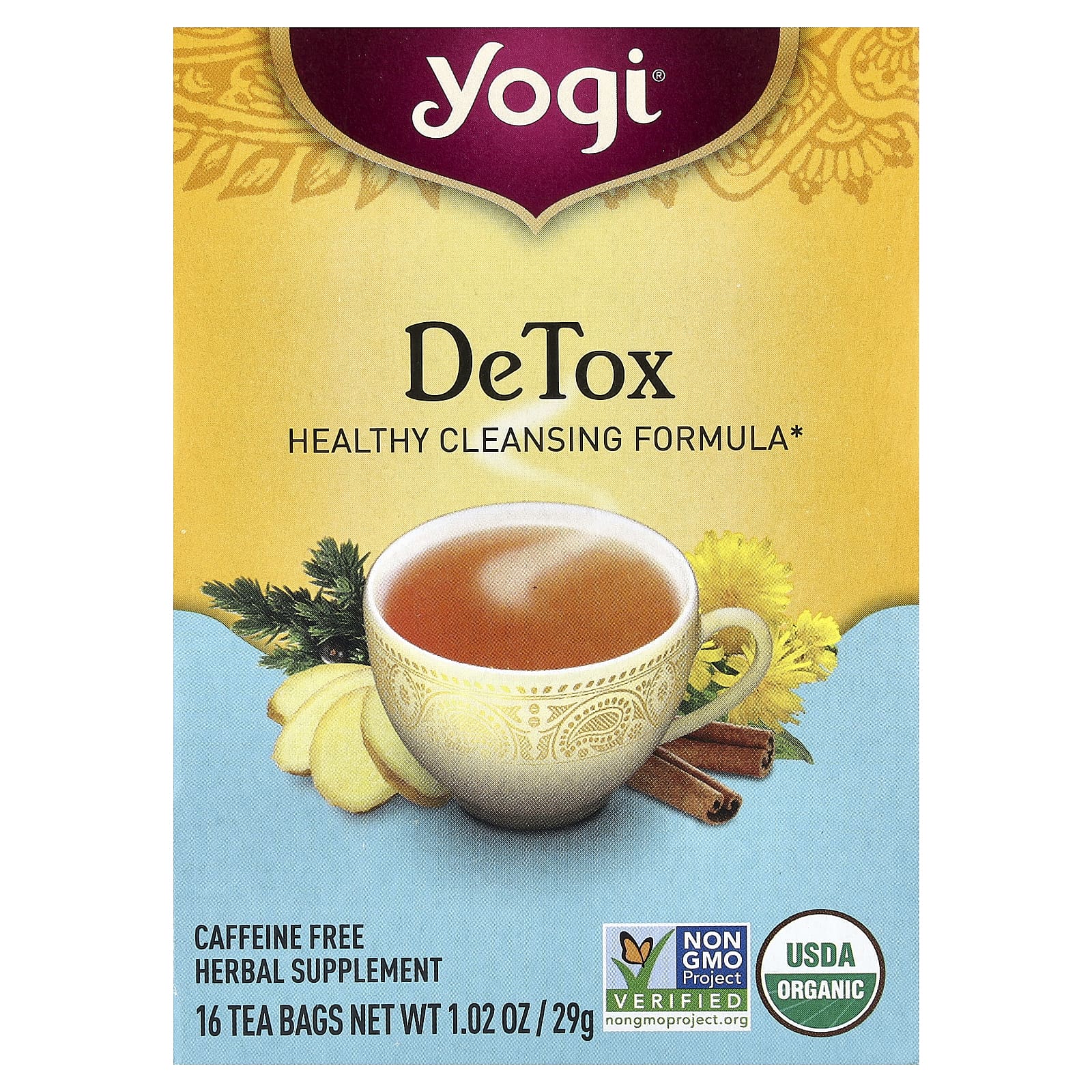 Чайные пакетики Yogi Tea DeTox 16, без кофеина, 29 г — фото 2