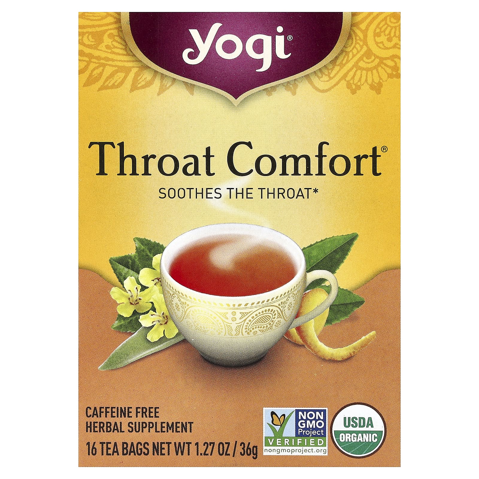 Чайные пакетики Yogi Tea Throat Comfort® 16, без кофеина, 36 г — фото 2