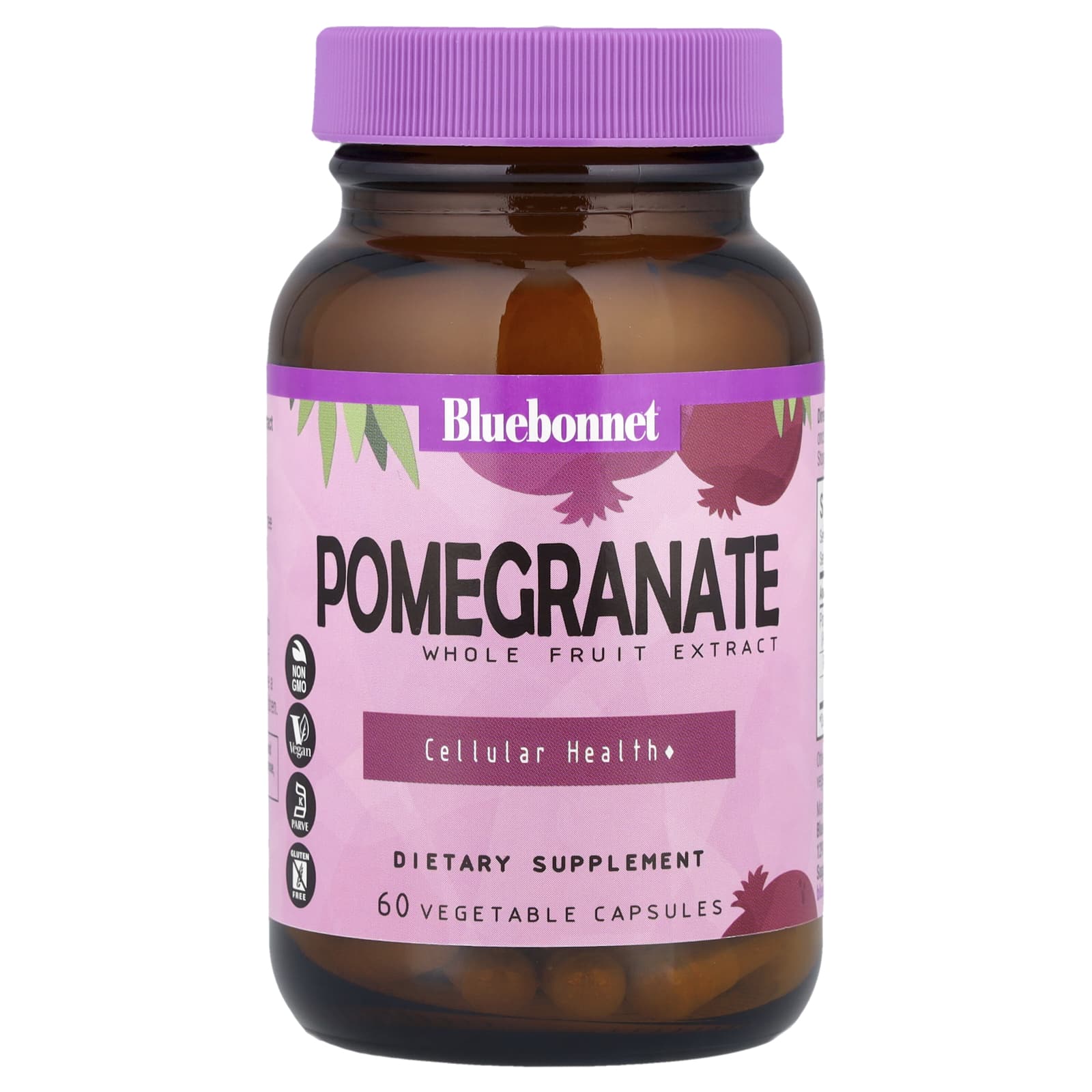 Гранат Bluebonnet Nutrition, вкус Pomegranate Whole Fruit Extract, 60 растительных капсул