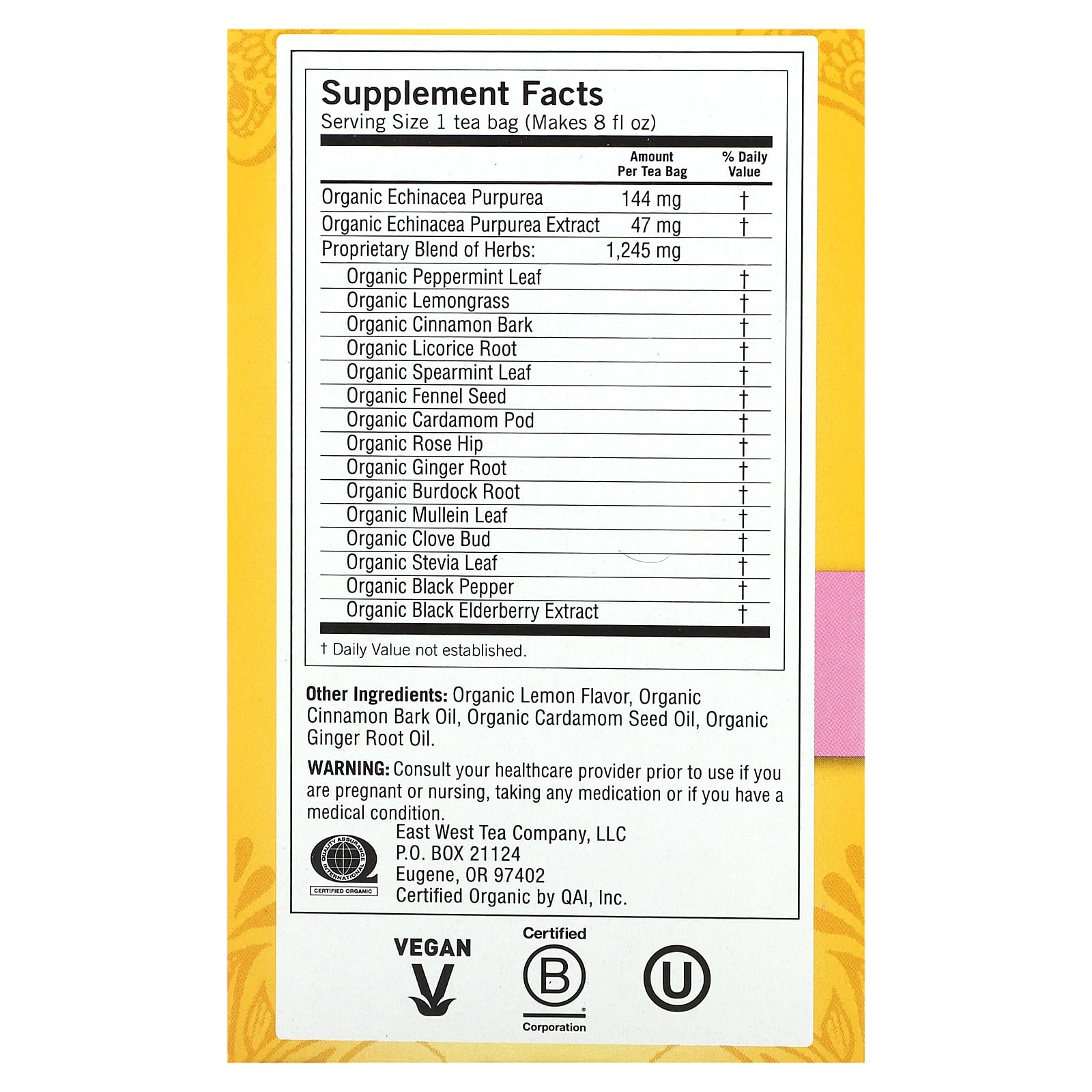 Эхинацея Yogi Tea Immune Support 16 Tea Bags, без кофеина, 24 г, чайные пакетики — фото 3