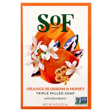 Мёд SoF Triple Milled Bar Soap with Shea Butter Orange Blossom &, 170 г, батончик