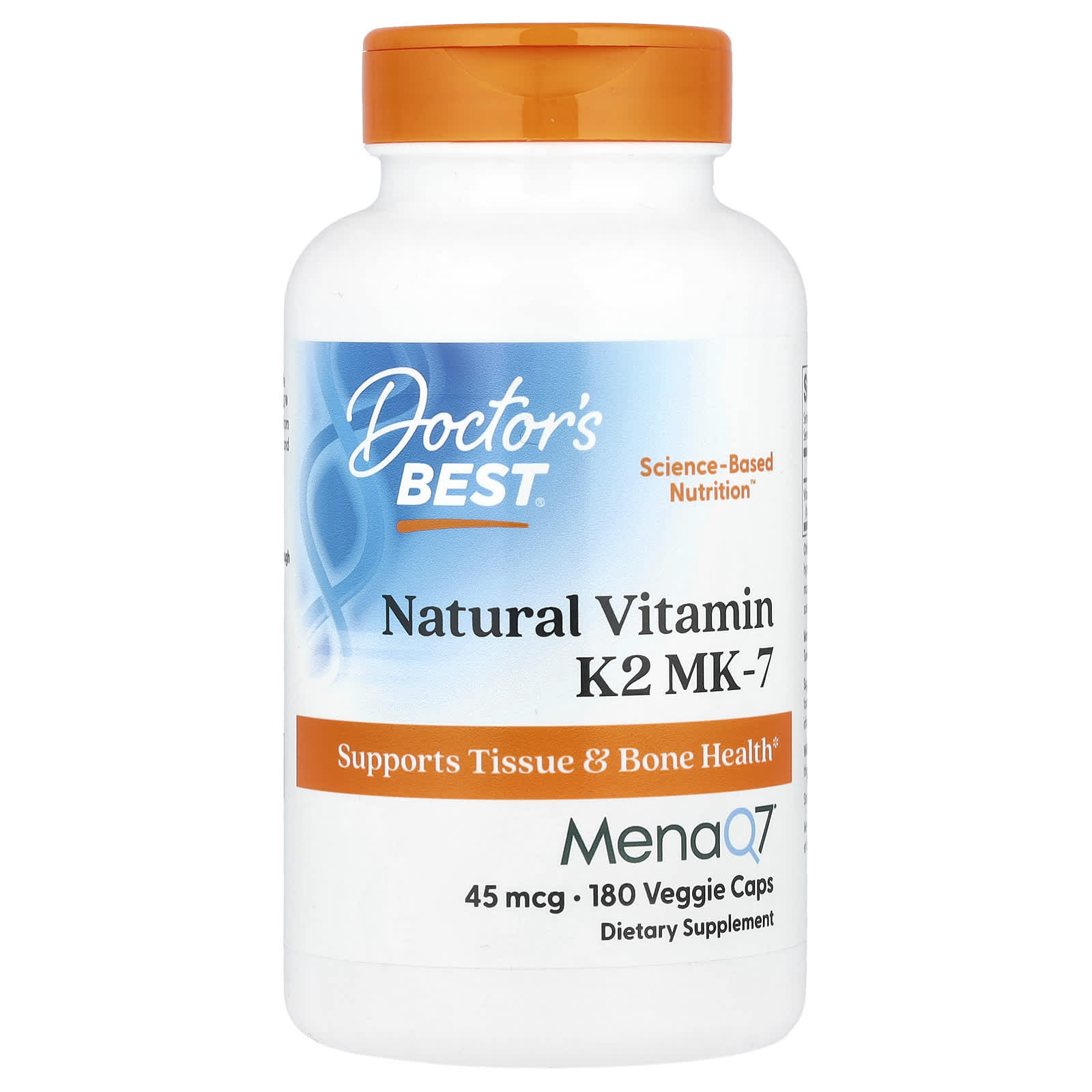 Витамин K2 MK-7 Doctor's Best Natural, 45 мкг, 180 растительных капсул