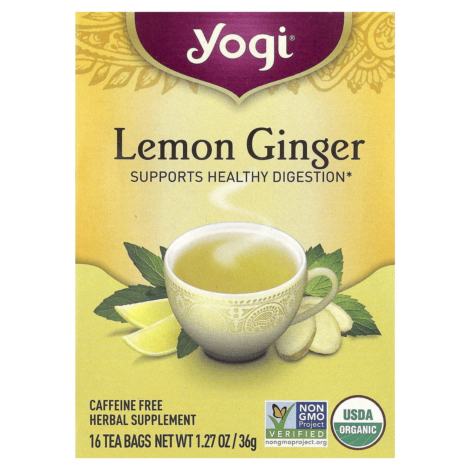 Чайные пакетики Yogi Tea 16, без кофеина, вкус Lemon Ginger, 36 г — фото 2
