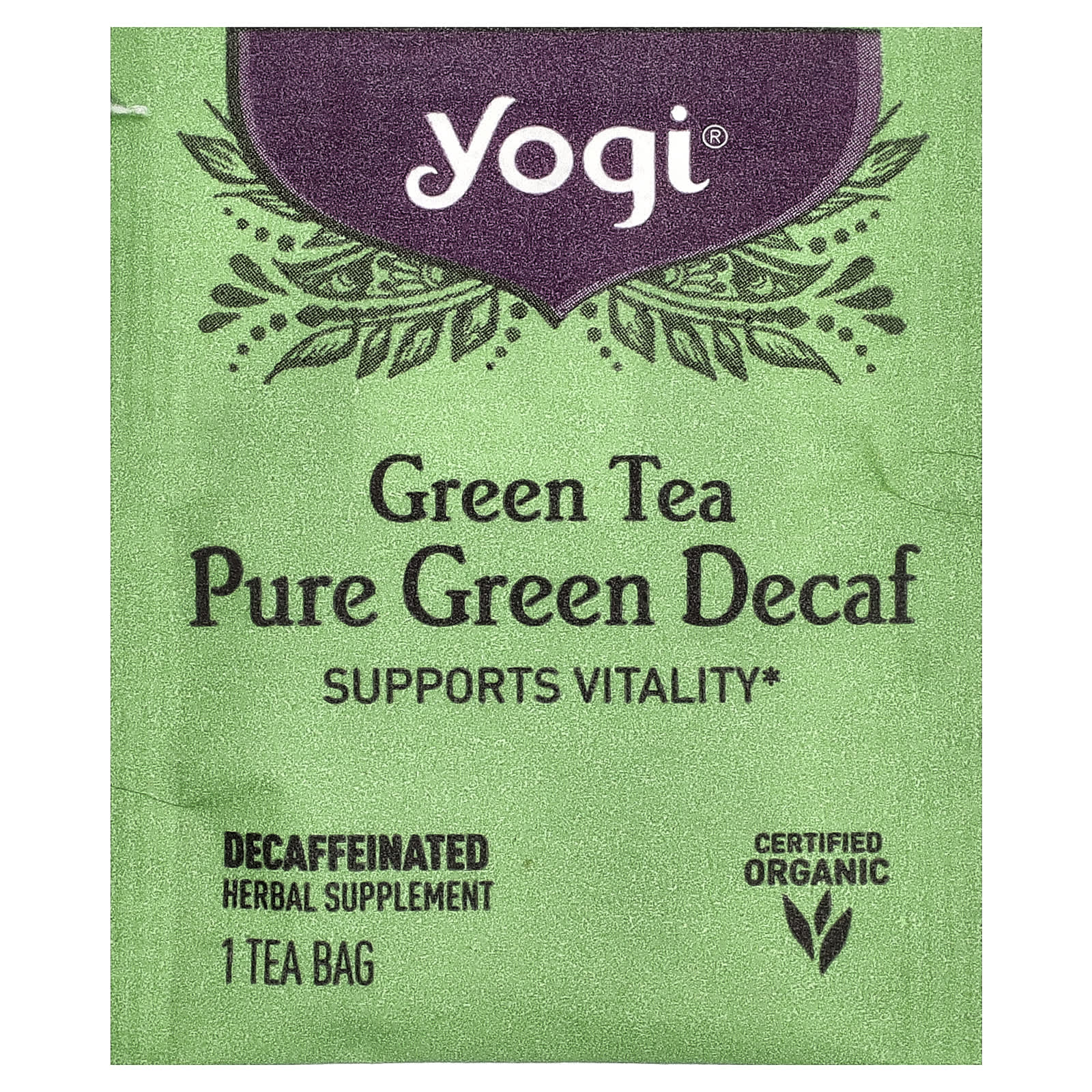 Зеленый чай Yogi Tea Pure Green 16 Tea Bags, оттенок Decaf, 31 г, чайные пакетики