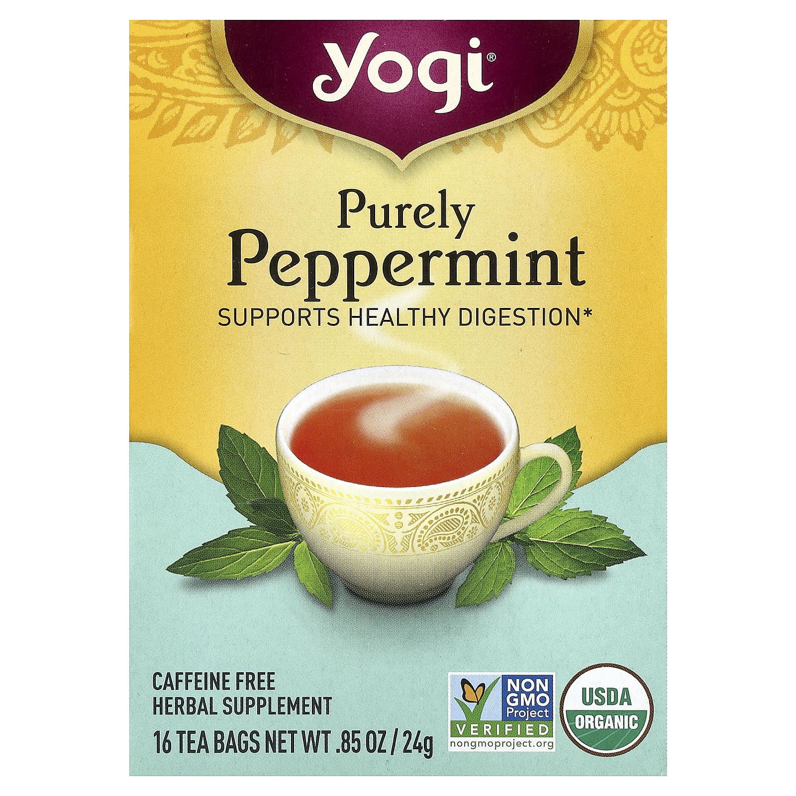 Чайные пакетики Yogi Tea Purely Peppermint 16, без кофеина, 24 г — фото 2