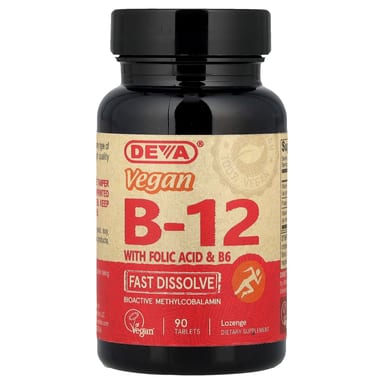 Фолиевая кислота Deva Vegan B12 with & B6 Fast-Dissolve, 90 таблеток
