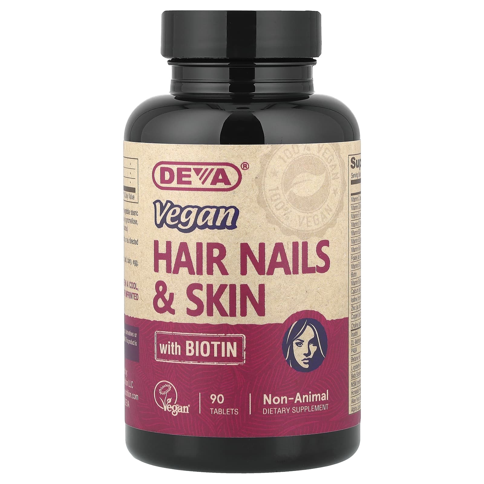 Биотин Deva Vegan Hair Nails & Skin , 90 таблеток