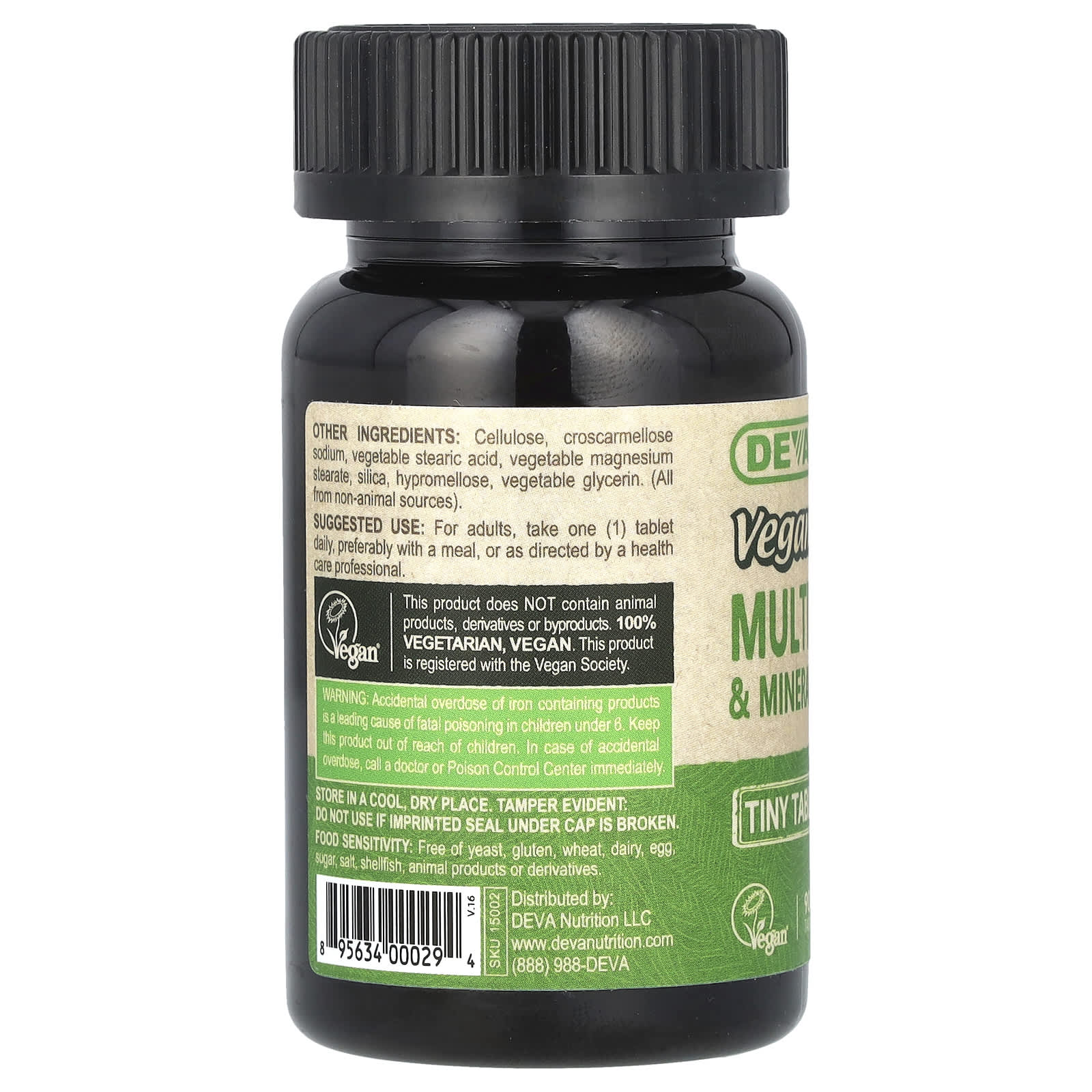 Мультивитаминно-минеральный комплекс Deva Vegan Supplement 90 Tiny Tablets, таблетки — фото 3