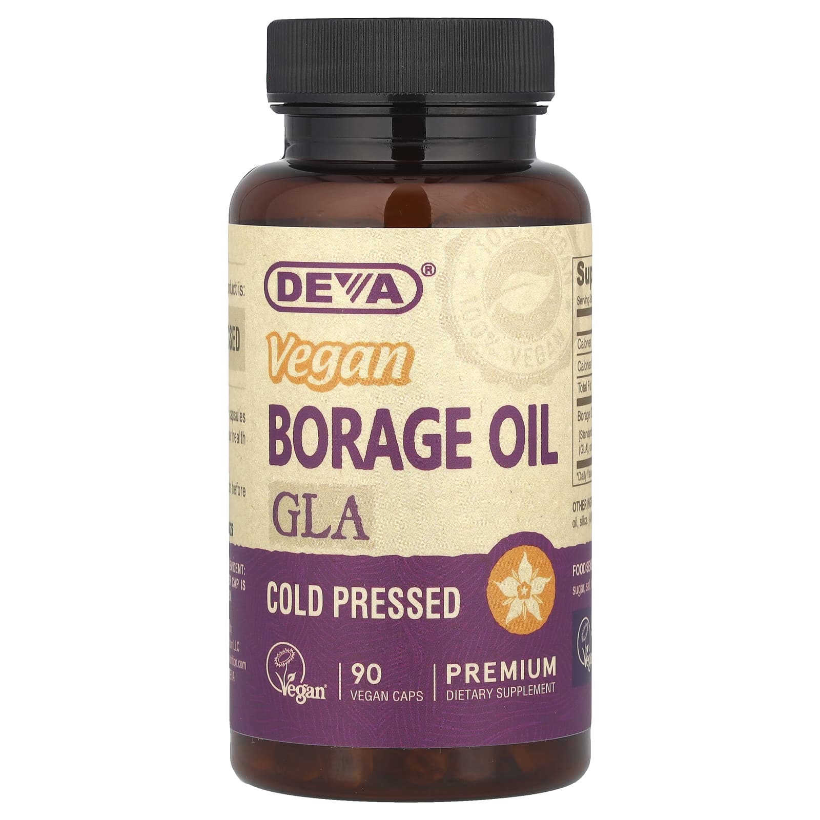 Масло огуречника Deva Vegan GLA, 500 мг, капсулы