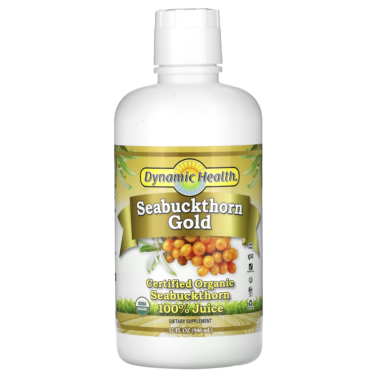 Натуральный сок Dynamic Health Seabuckthorn Gold Certified Organic Seabuckthorn, 946 мл