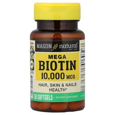 Биотин Mason Natural Mega, 10000 мкг, 50 мягких капсул