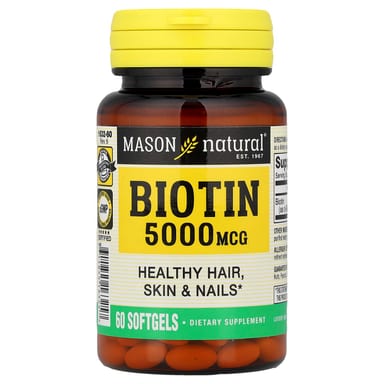 Биотин Mason Natural, 5000 мкг, 60 мягких капсул