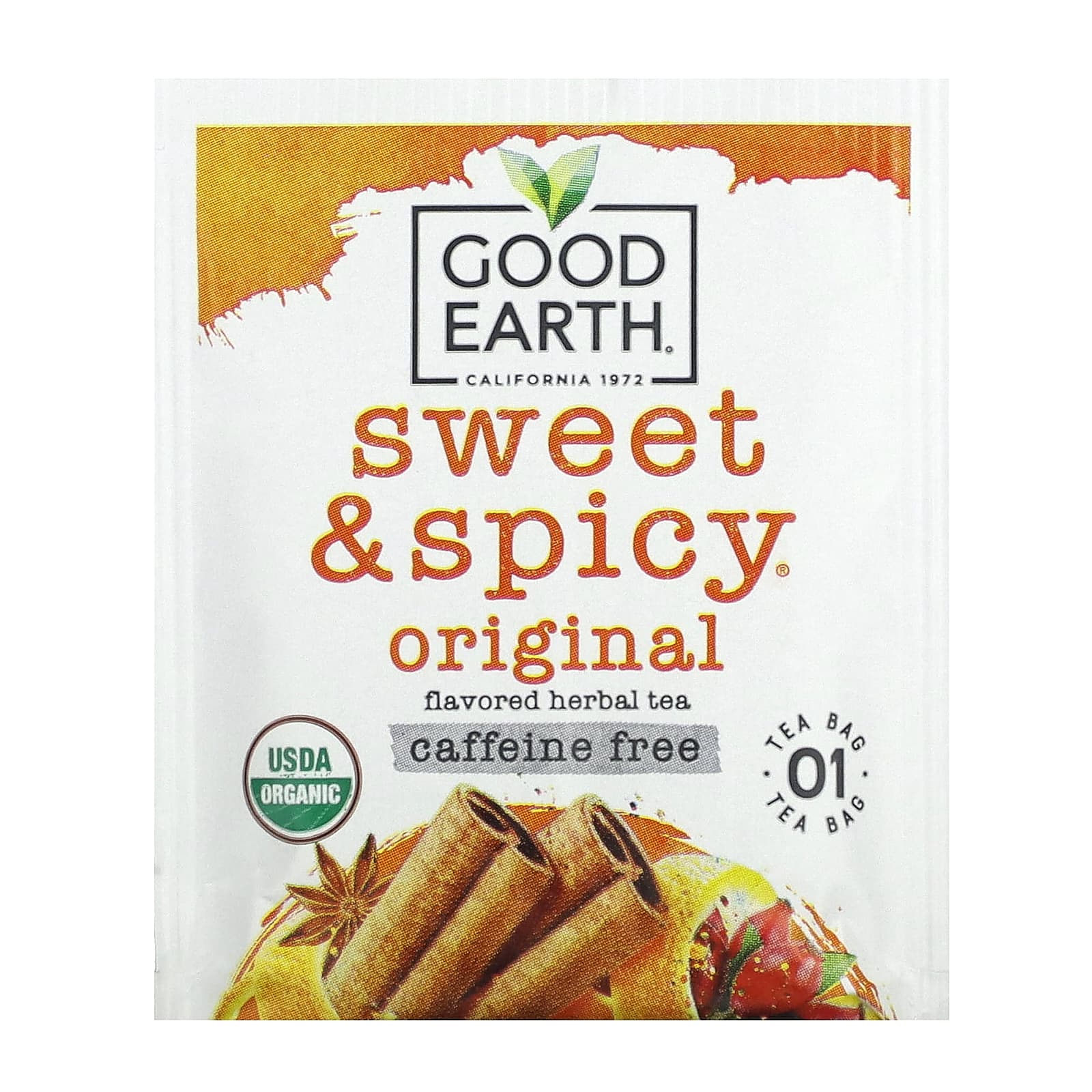 Чай Good Earth Teas Organic Herbal Sweet & Spicy Caffeine Free, оттенок 18 Tea Bags, 36.9 г, чайные пакетики — фото 3