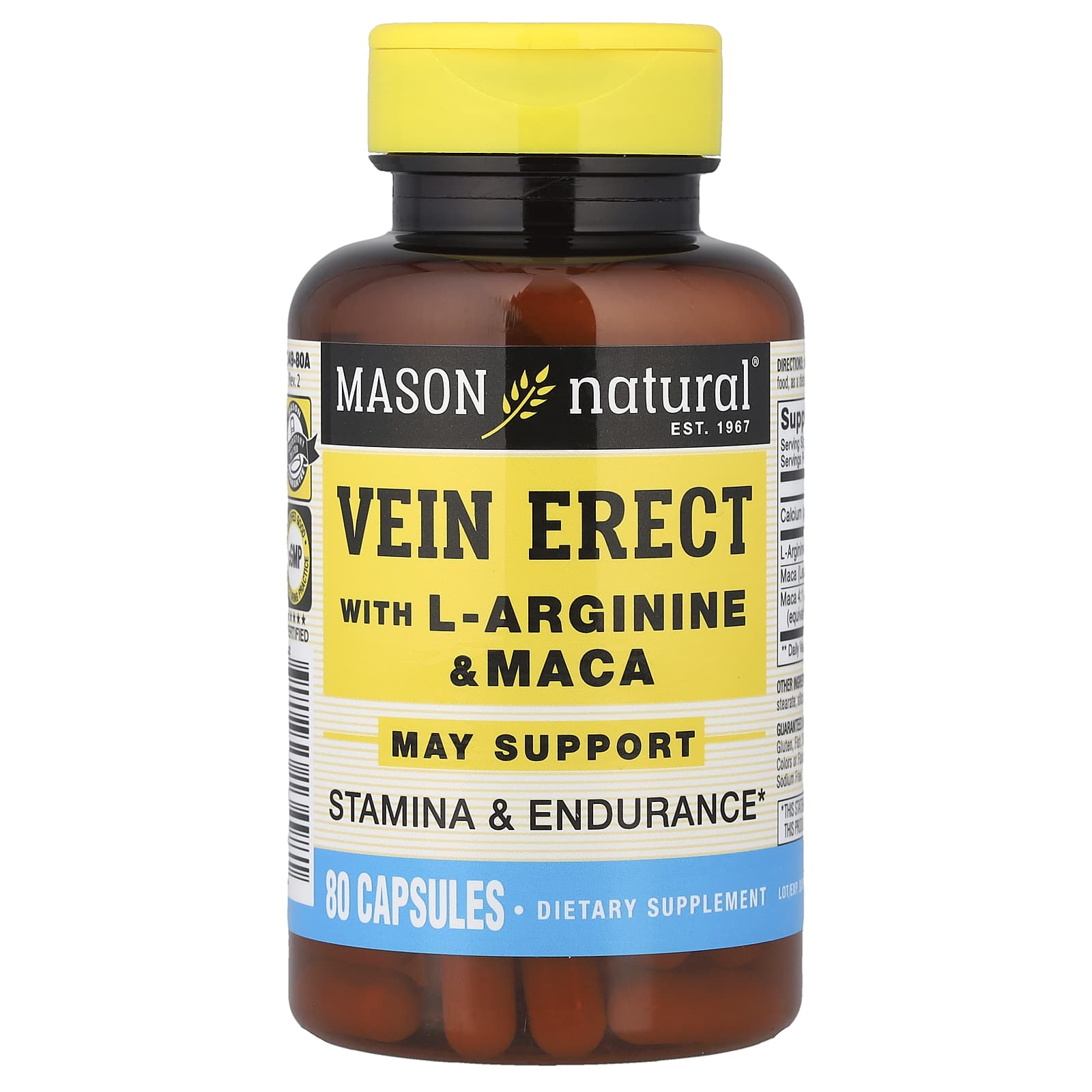 Мака Mason Natural Vein Erect with L-Arginine &, 80 капсул