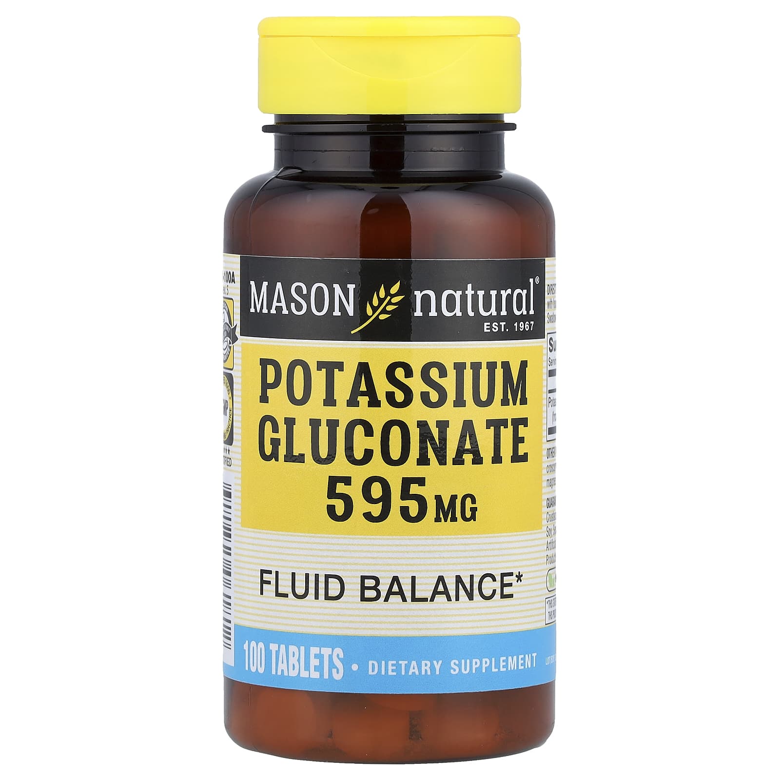Калий Mason Natural Gluconate, 595 мг, 100 таблеток