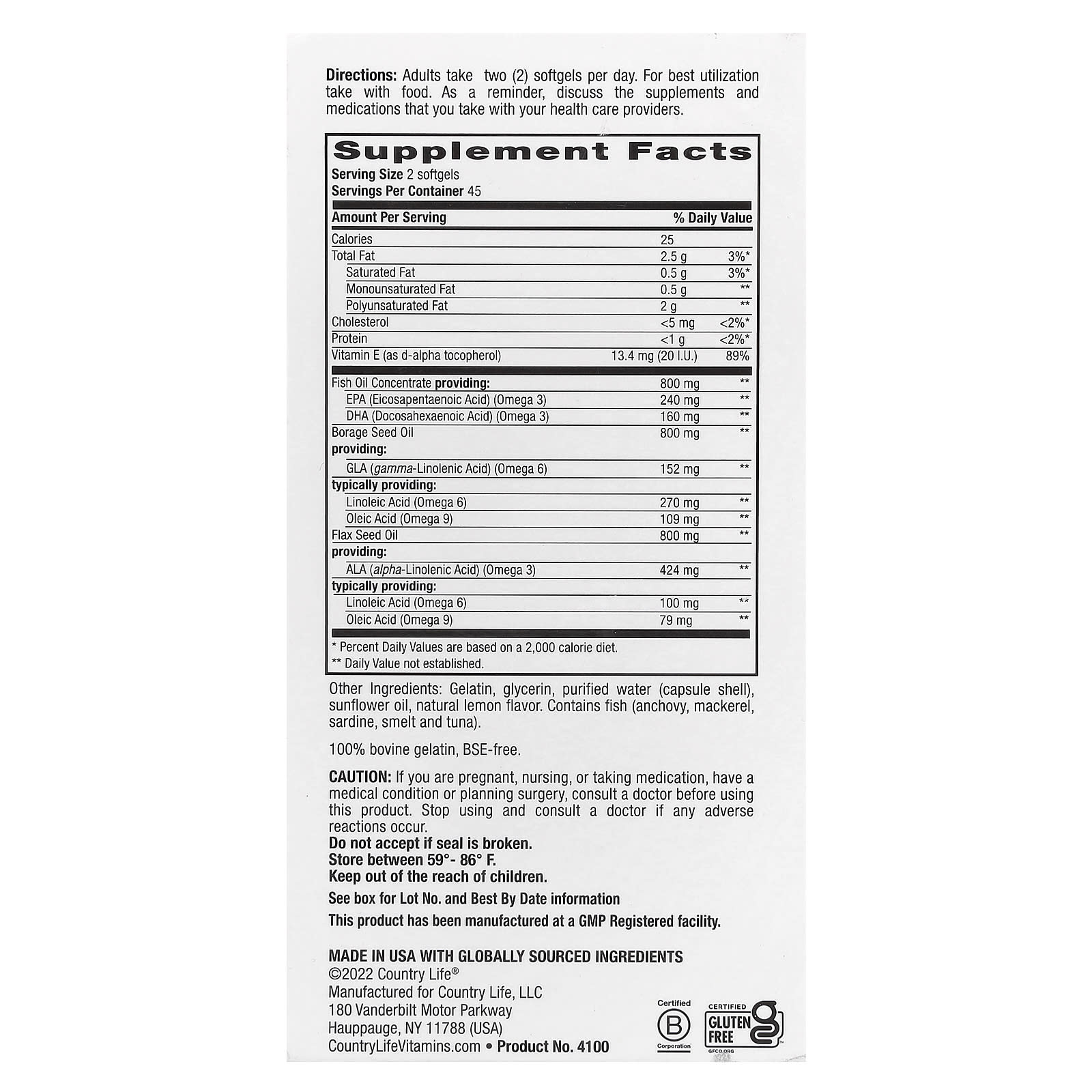 Омега-3 Country Life Ultra Concentrated -6-9 Complete, вкус Natural Lemon, 90 мягких капсул — фото 3