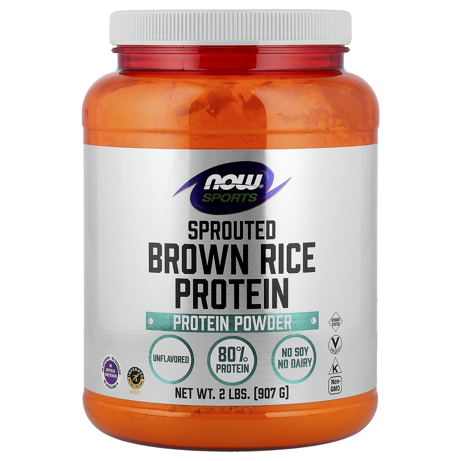 Протеиновый порошок NOW Foods Sports Sprouted Brown Rice, оттенок Unflavored, 907 г