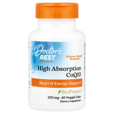 Коэнзим Q10 Doctor's Best High Absorption with BioPerine®, 60 растительных капсул