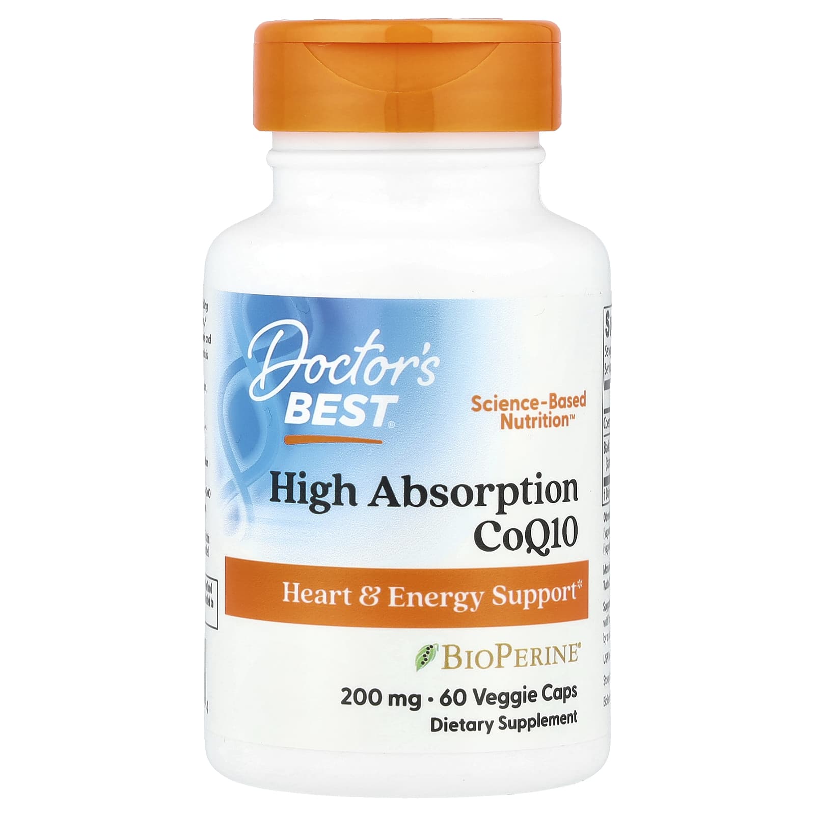 Коэнзим Q10 Doctor's Best High Absorption with BioPerine®, 60 растительных капсул