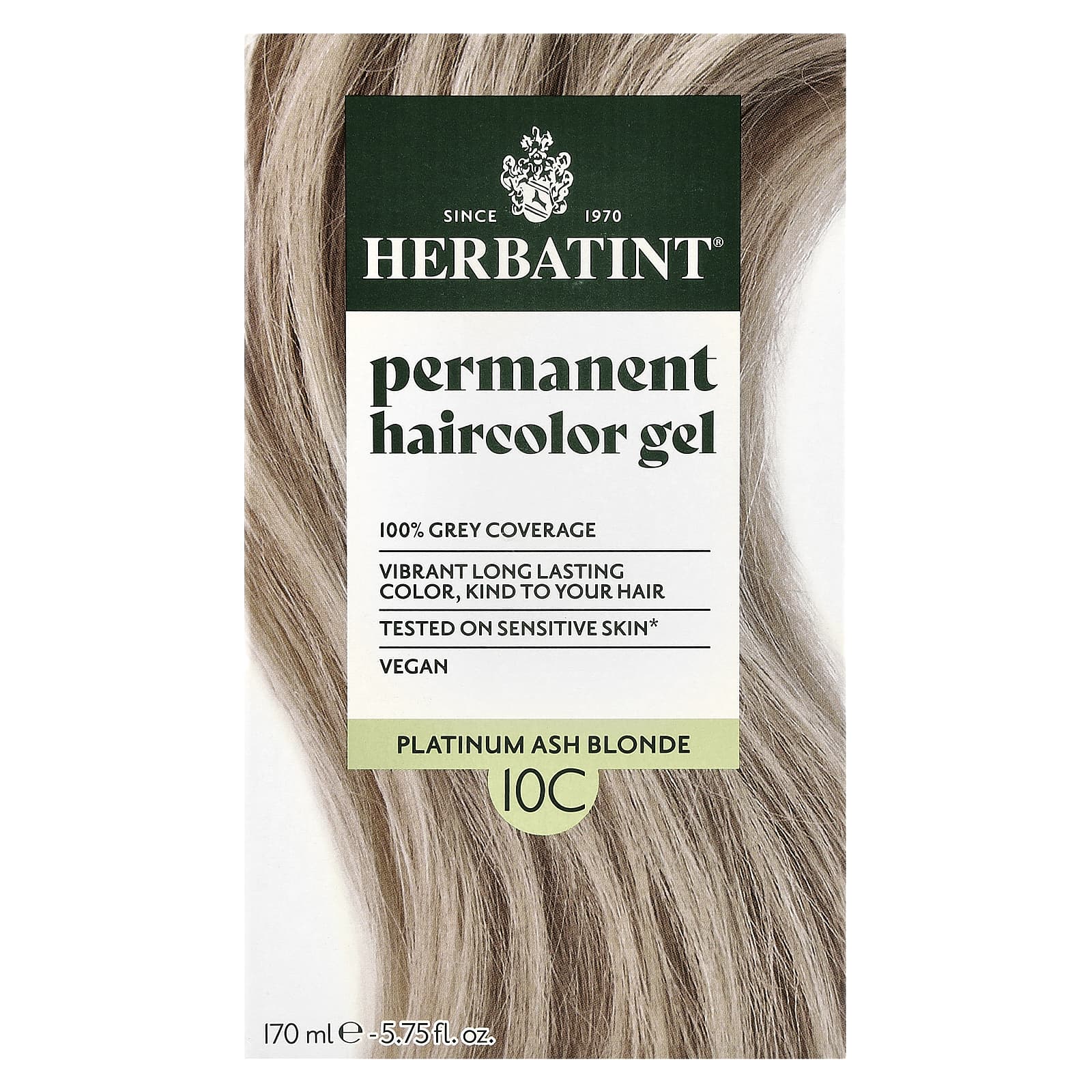 Гель Herbatint Permanent Haircolor 10C Platinum Ash Blonde, 170 мл — фото 3