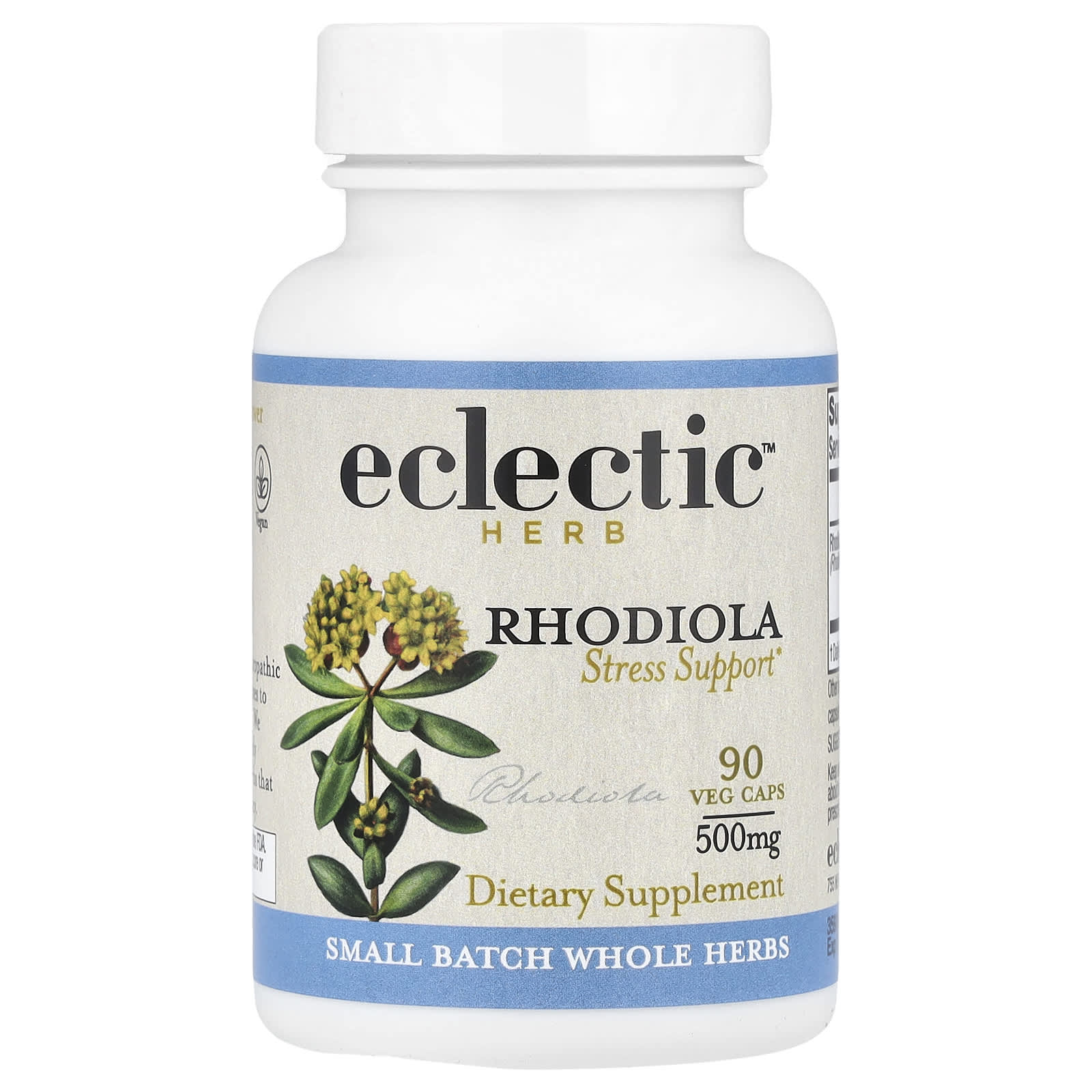 Комплекс для поддержки при стрессе Eclectic Herb Rhodiola, оттенок 90 Veg Caps, 500 мг, растительные капсулы