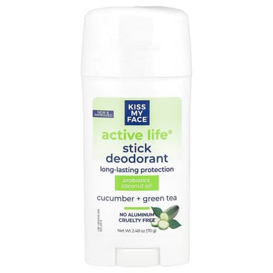 Дезодорант Kiss My Face Active Life® Stick Cucumber + Green Tea, 70 г, стик