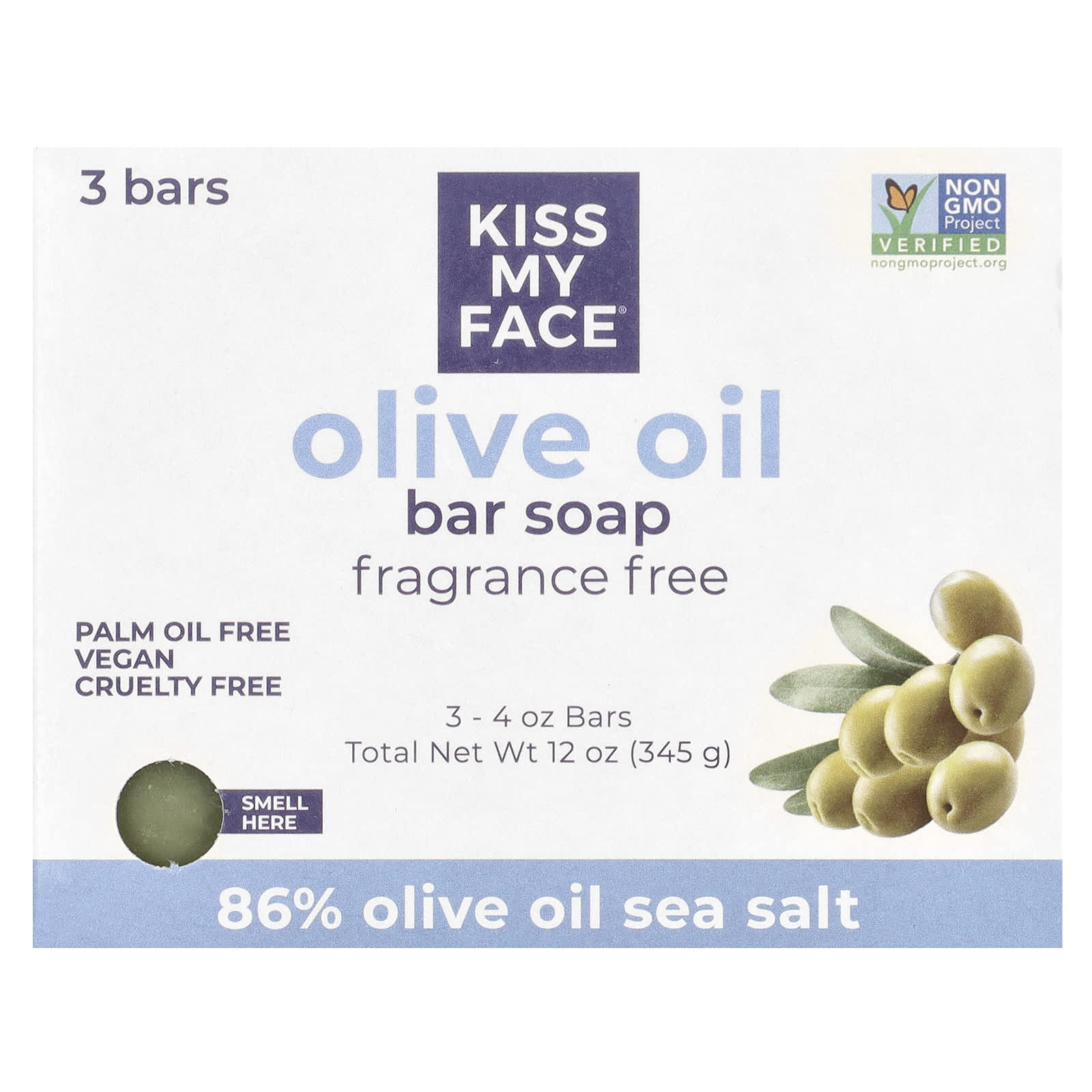 Оливковое масло Kiss My Face Bar Soap, 115 г, 3 шт., батончик — фото 2
