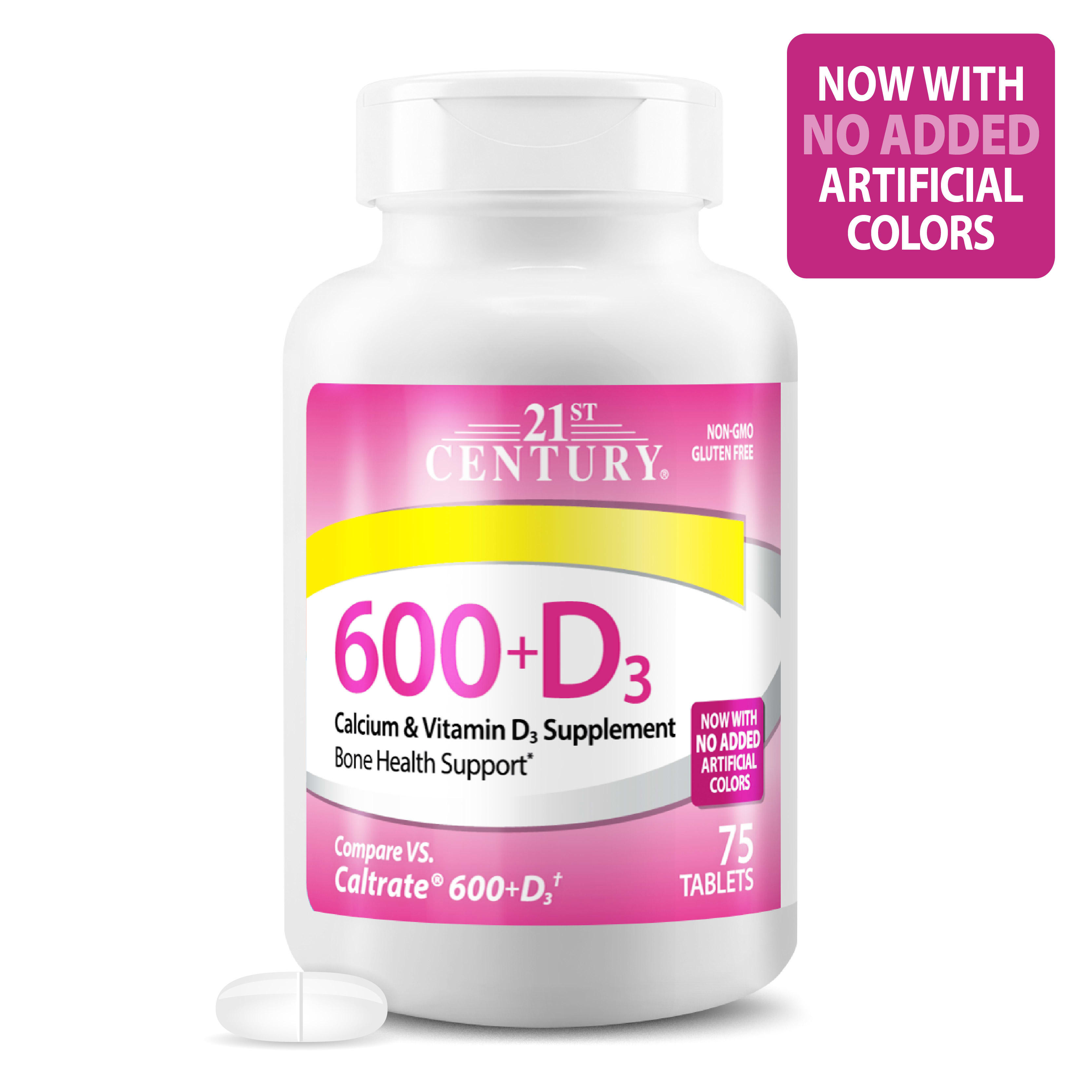 Добавка 21st Century 600+D3 Calcium & Vitamin D3, 75 таблеток