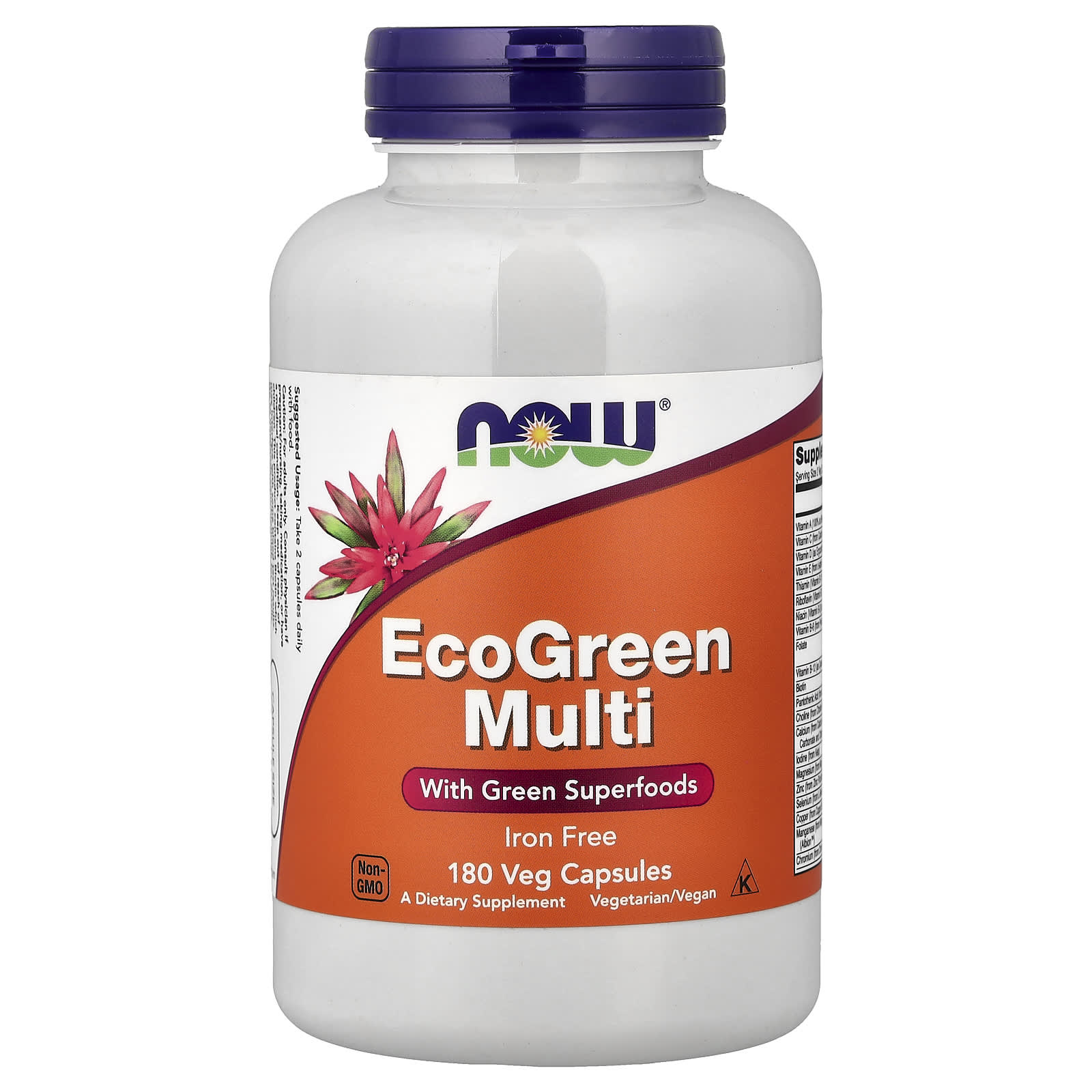 Железо NOW Foods EcoGreen Multi -Free, 180 растительных капсул