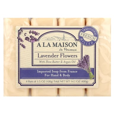 Мыло A La Maison de Provence Hand & Body Soap Lavender Flowers, 100 г, 4 шт., батончик