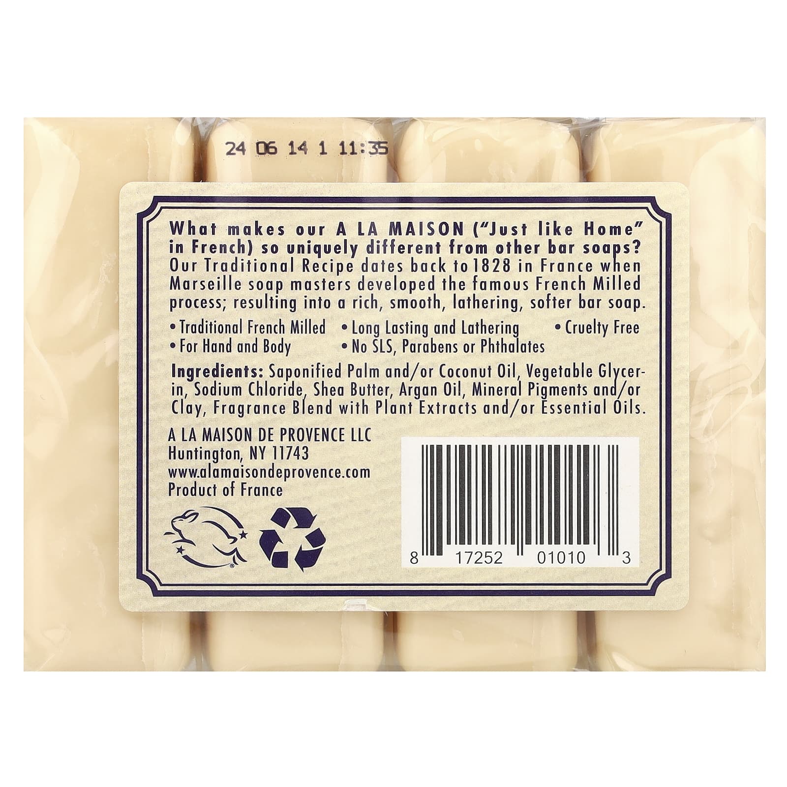 Мыло A La Maison de Provence Hand & Body Soap Lavender Flowers, 100 г, 4 шт., батончик — фото 2