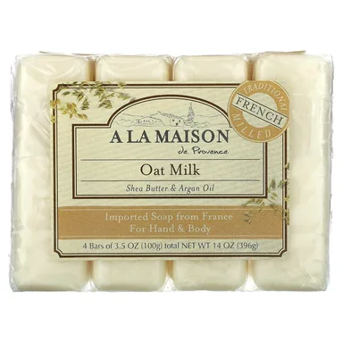 Фото товара: Мыло A La Maison de Provence Hand & Body Soap Oat Milk, 100 г, 4 шт., батончик