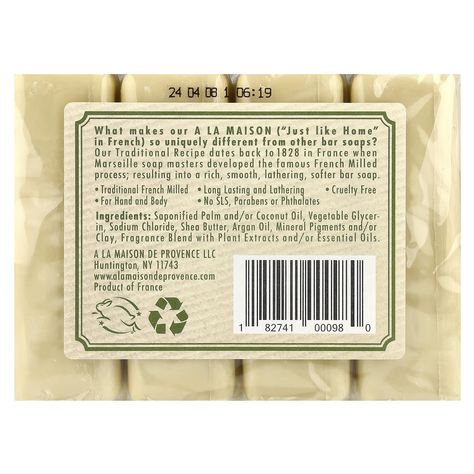 Мыло A La Maison de Provence Hand & Body Soap Rosemary Mint, 100 г, 4 шт., батончик — фото 2
