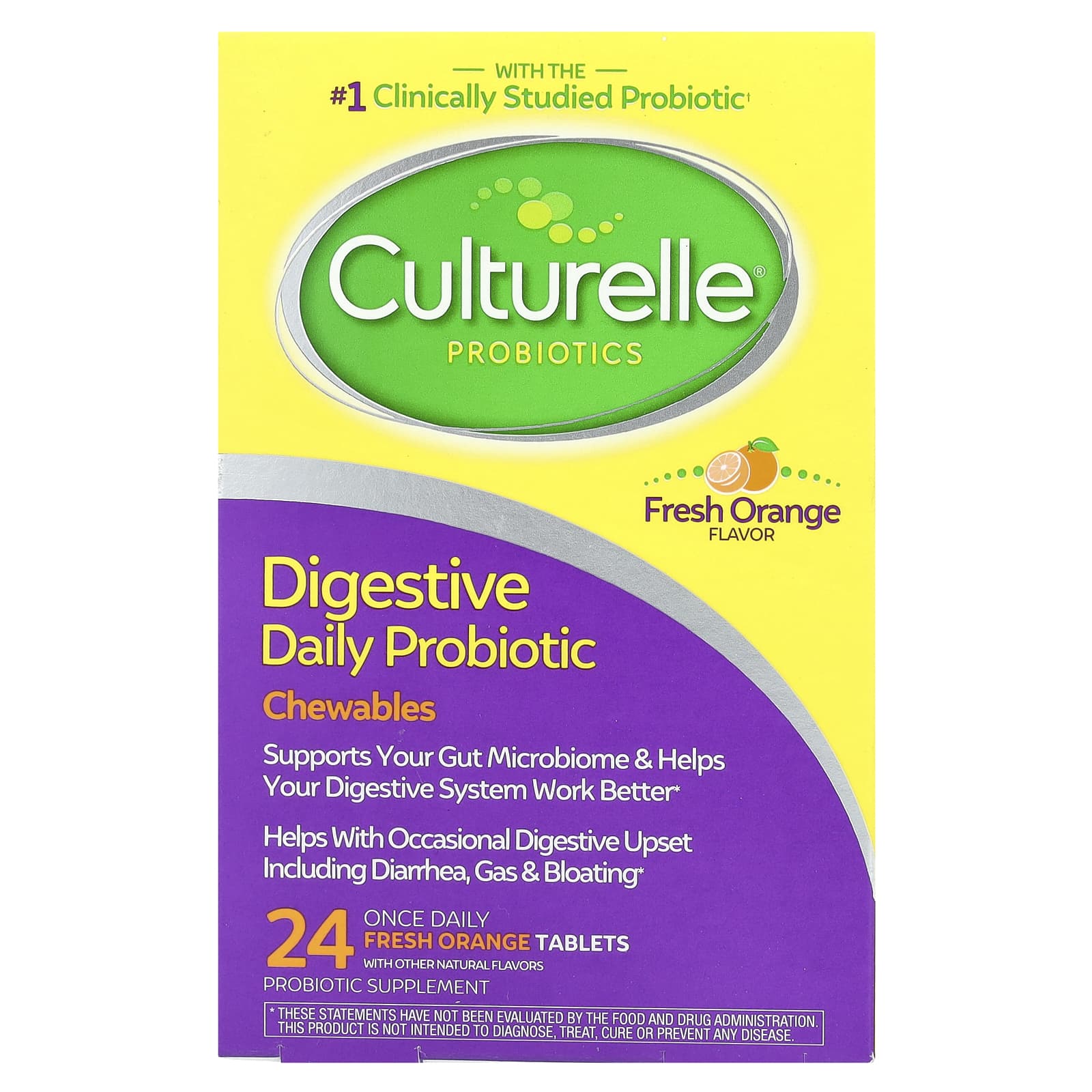 Пробиотик Culturelle Digestive Daily Chewables, вкус Fresh Orange, 53 мг, таблетки