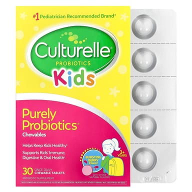 Пробиотик Culturelle Purely® Chewables 3+ Years, вкус Bursting Berry, 25 мг, 30 жевательных таблеток