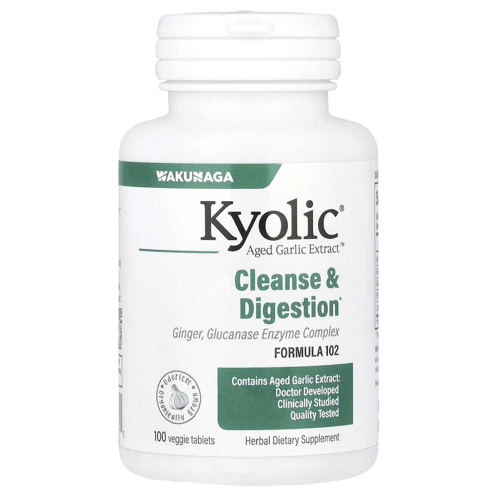 Комплекс Kyolic Aged Garlic Extract™ Cleanse & Digestion 102 100 Veggie Tablets, таблетки