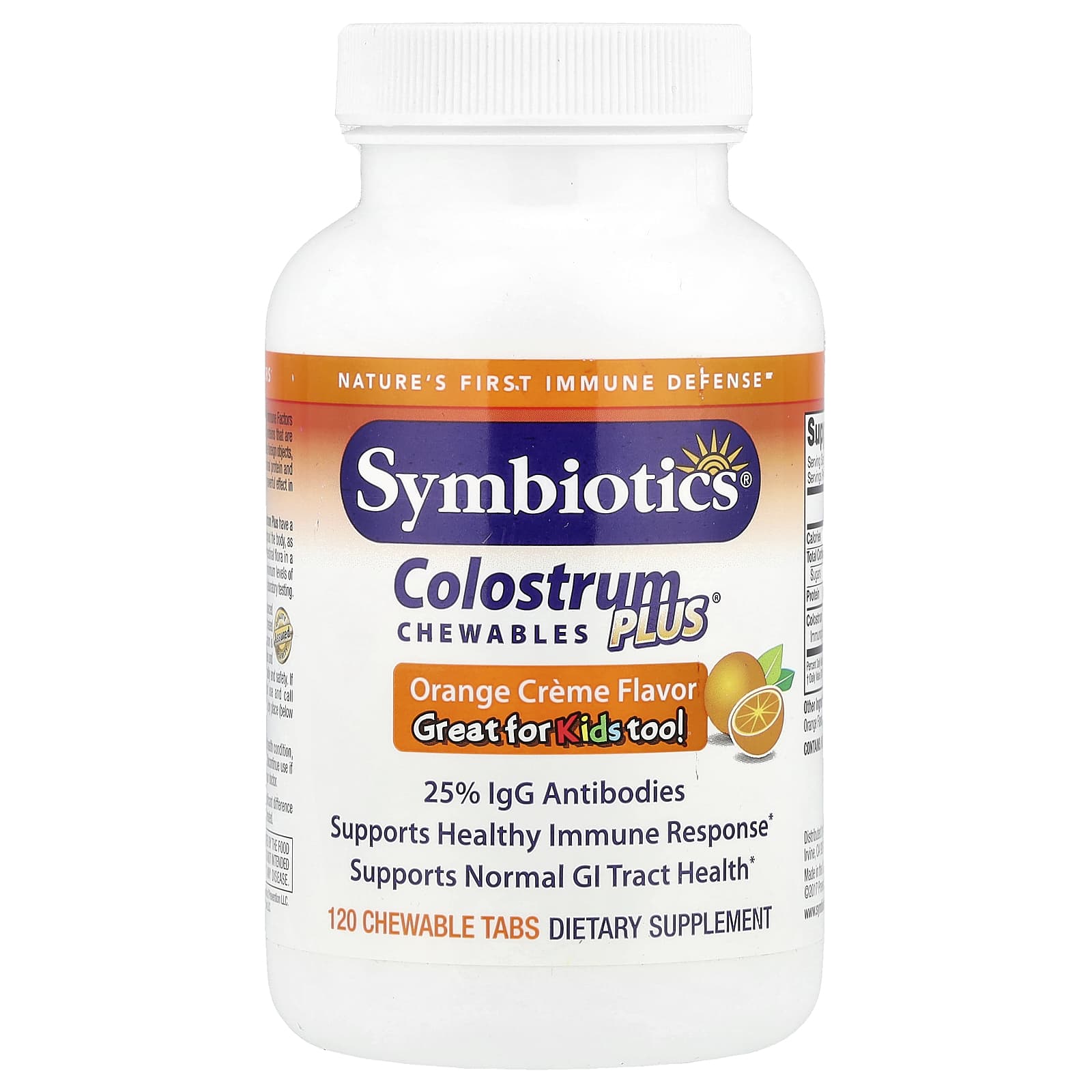 Жевательные таблетки Colostrum Plus Symbiotics Colostrum Plus® Chewables Orange Creme, оттенок 120 Chewable Tabs