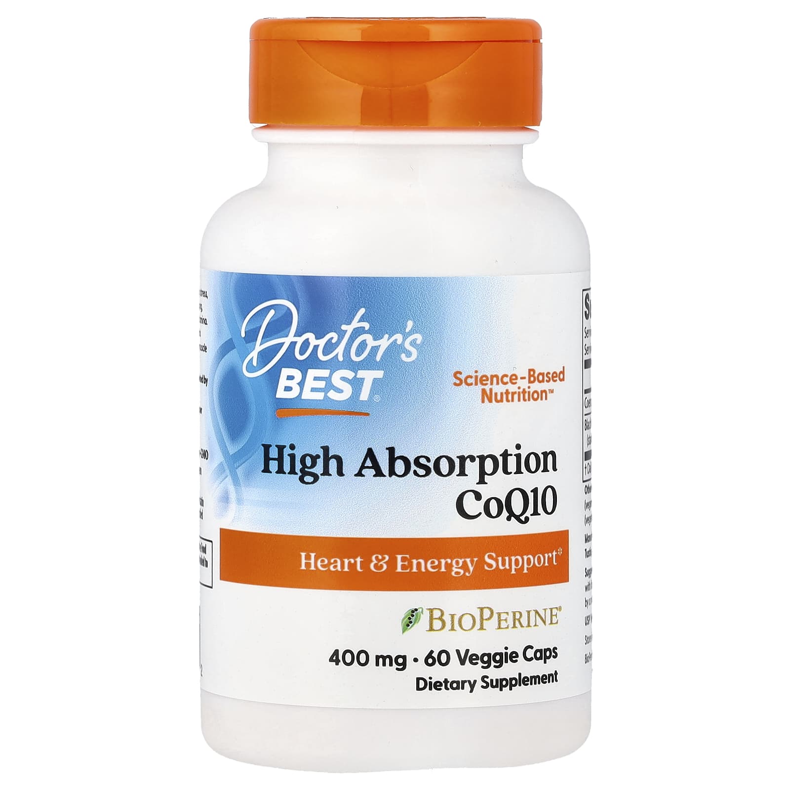 Коэнзим Q10 Doctor's Best High Absorption with BioPerine®, 60 растительных капсул