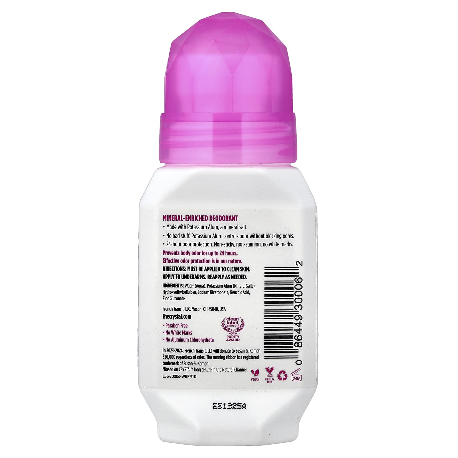 Дезодорант CRYSTAL Mineral-Enriched Roll-On, без отдушки, 66 мл — фото 2