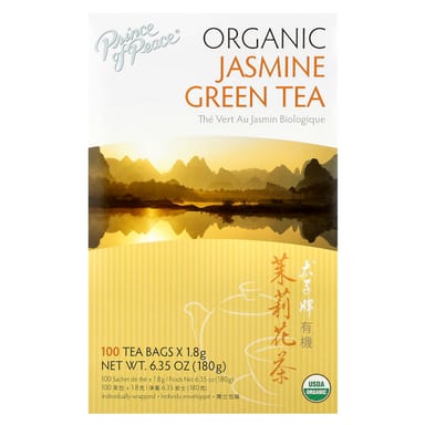 Чай Prince of Peace Organic Jasmine Green, оттенок 100 Tea Bags, 180 г, чайные пакетики