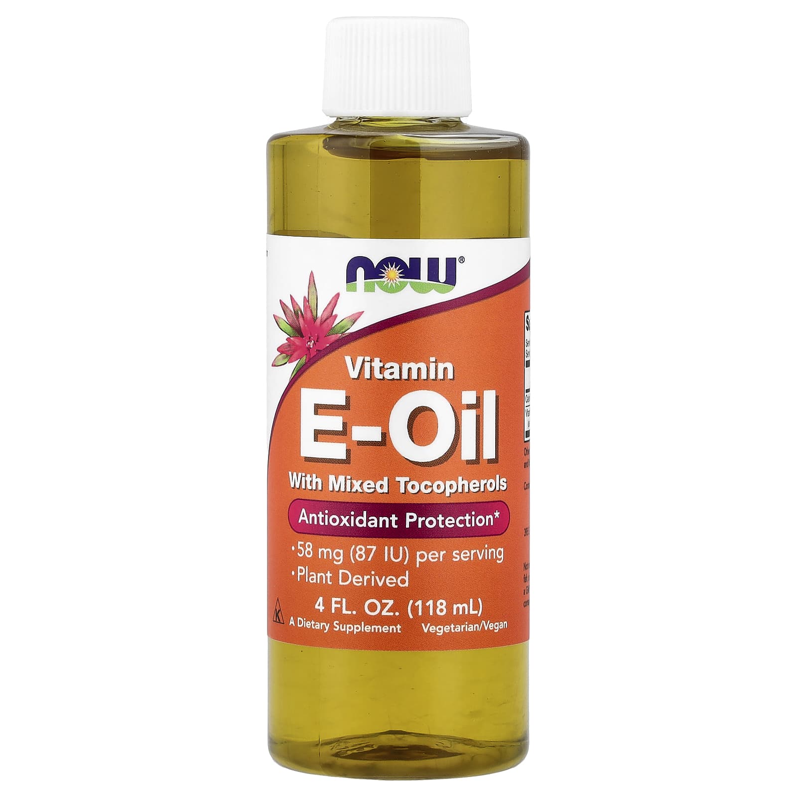 Масло с витамином E NOW Foods with Mixed Tocopherols, 87 МЕ, 58 мг, 118 мл