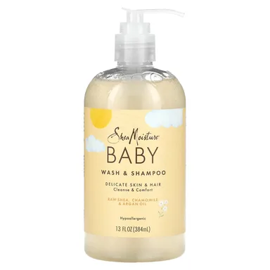 Фото товара: Детское средство для купания SheaMoisture & Shampoo Raw Shea Chamomile & Argan Oil, 384 мл, масло