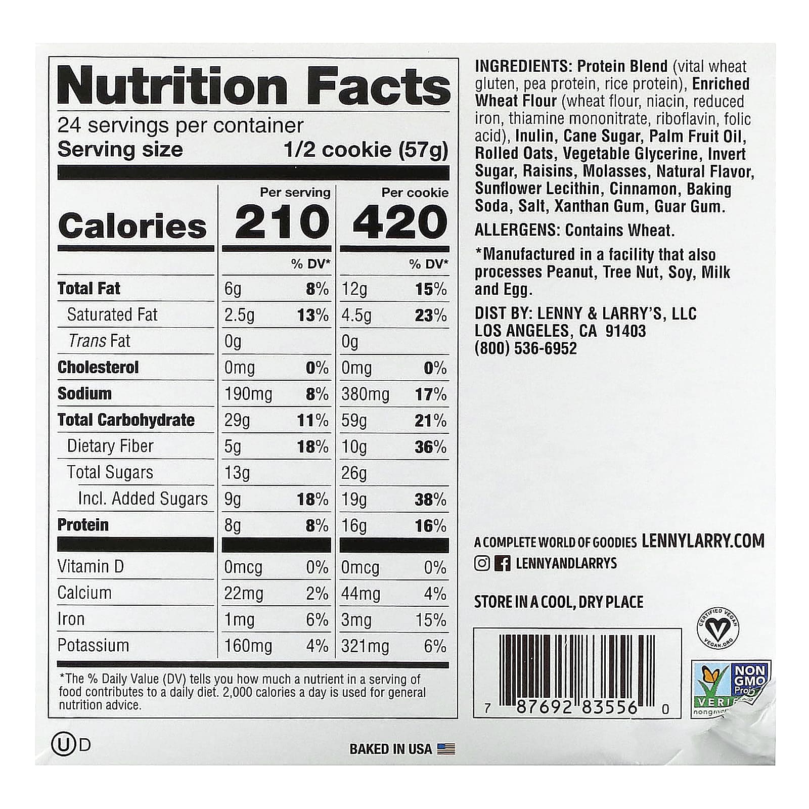 Печенье Lenny & Larry's The Complete Cookie Oatmeal Raisin 12, 113 г — фото 3